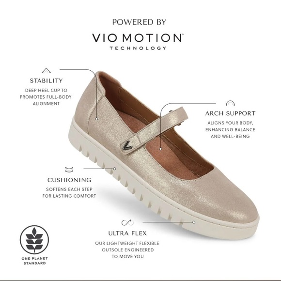 Vionic Uptown Mary Jane Flats Gold Shimmer Leather size 8.5 EUC - Picture 10 of 16